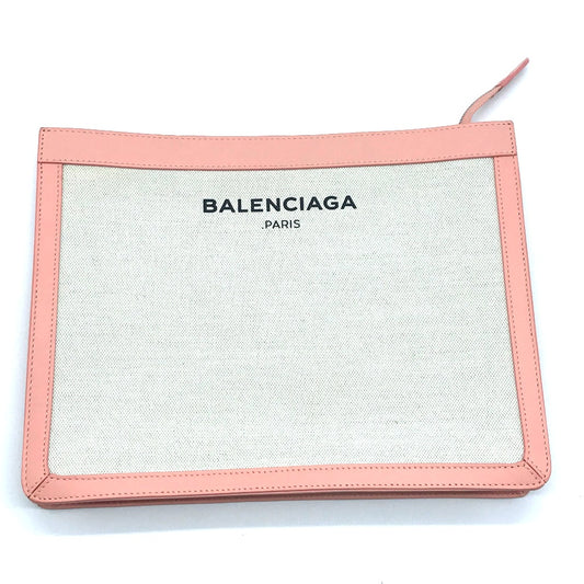 BALENCIAGA 410119 Men's and Women's Classic Bag, Second Bag, Clutch Bag, Canvas/Leather, Unisex, Natural x Pink