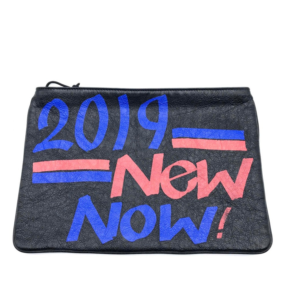BALENCIAGA 535334 Graffiti Paint Explorer Clutch Bag, Men's/Women's, Unisex Leather, Black/Black/Multicolor