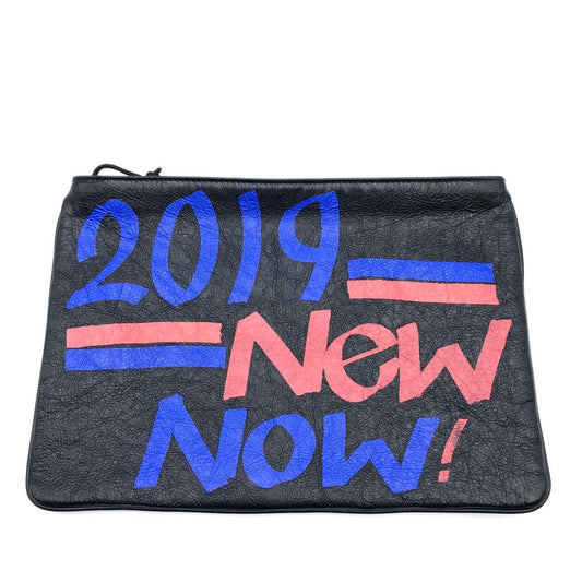 BALENCIAGA 535334 Graffiti Paint Explorer Clutch Bag, Men's/Women's, Unisex Leather, Black/Black/Multicolor