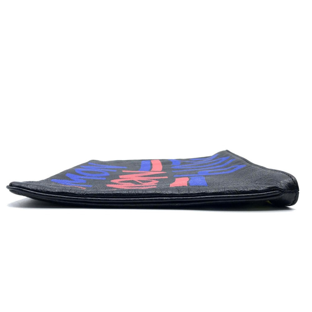 BALENCIAGA 535334 Graffiti Paint Explorer Clutch Bag, Men's/Women's, Unisex Leather, Black/Black/Multicolor