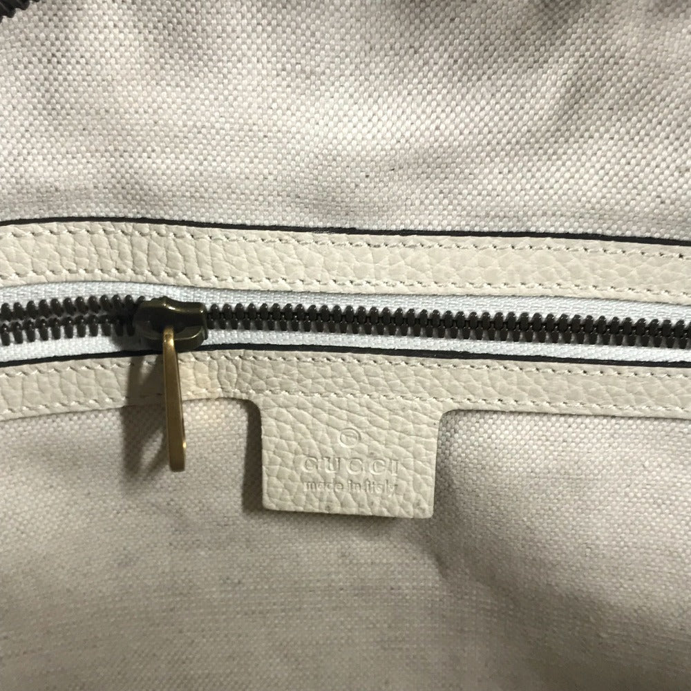 GUCCI 523589 Logo Print Messenger Bag Shoulder Bag Leather Women's White