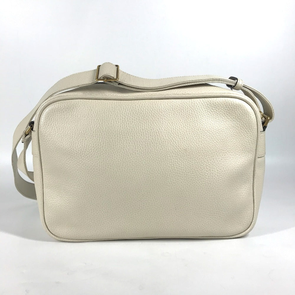 GUCCI 523589 Logo Print Messenger Bag Shoulder Bag Leather Women's White