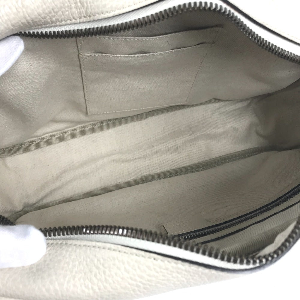 GUCCI 523589 Logo Print Messenger Bag Shoulder Bag Leather Women's White