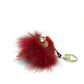 FENDI Real Fur Monster FF Pattern Key Ring with Beads, Unisex, Red and Brown