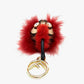 FENDI Real Fur Monster FF Pattern Key Ring with Beads, Unisex, Red and Brown