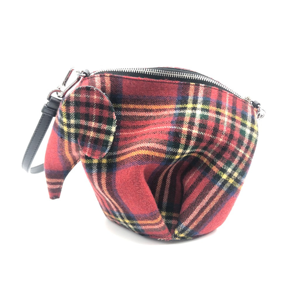 LOEWE 118.50.M93 Checkered Mini Bag, 2-Way Shoulder Bag, Canvas/Leather, Women's, Red, Red and Multicolor