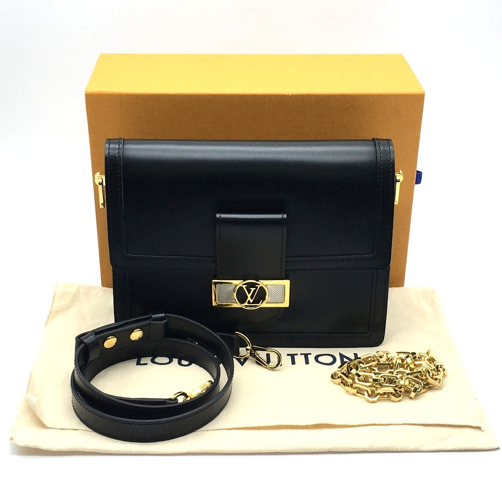 LOUIS VUITTON M55821 LVロック チェーン ドフィネMM カバン 2WAY ショルダーバッグ カーフスキン レディース ノワール ブラック