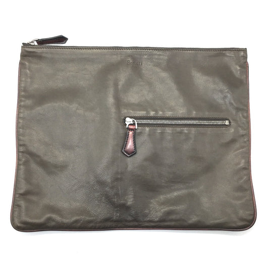 Berluti Calligraphy Inside Bag, Second Bag/Clutch Bag, Leather, Men's, Brown