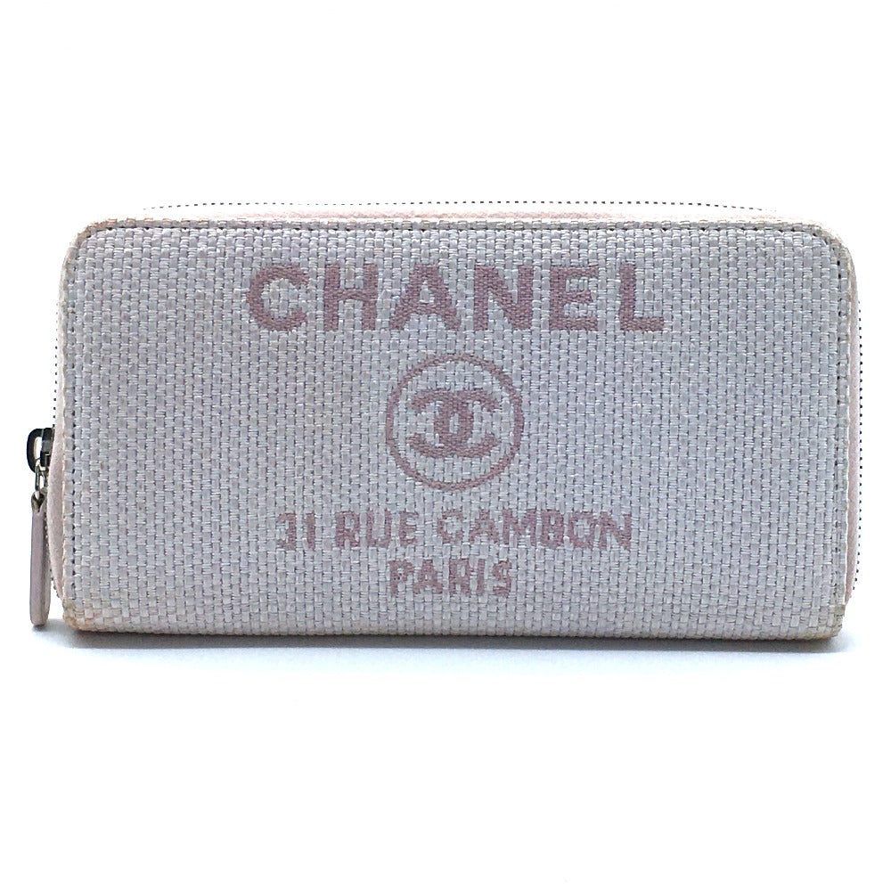 CHANEL Cruise Line Deauville Round Zip Long Wallet in Tweed, Women's, Pink