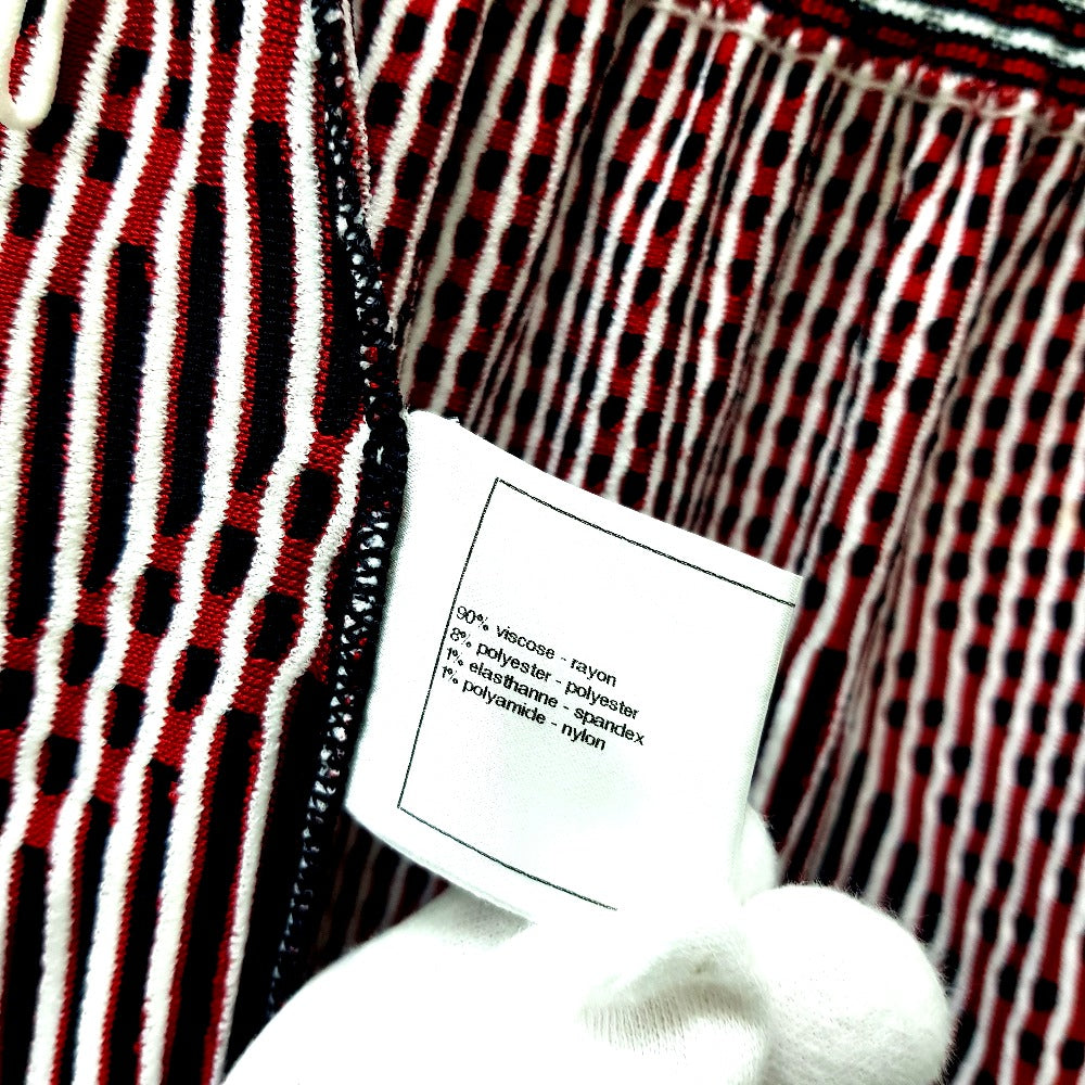 CHANEL P47925 ストライプ サマードレス ノースリーブ トップス アパレル ワンピース レーヨン レディース ブラック ブラック×レッド×ホワイト - brandshop-reference