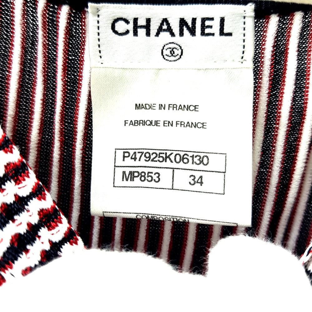CHANEL P47925 ストライプ サマードレス ノースリーブ トップス アパレル ワンピース レーヨン レディース ブラック ブラック×レッド×ホワイト - brandshop-reference