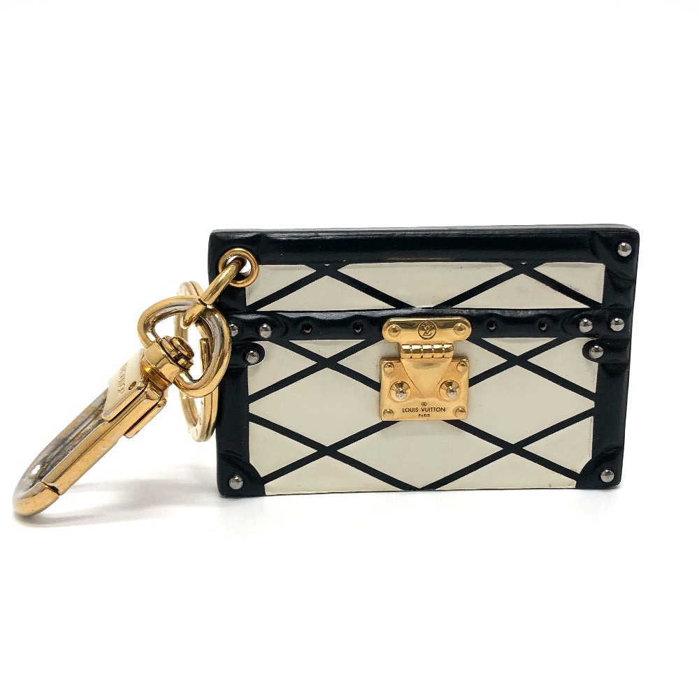 LOUIS VUITTON M00004 Trunk Petite Malle Bag Keychain Charm Key Ring Metal Women's White White x Black x Gold