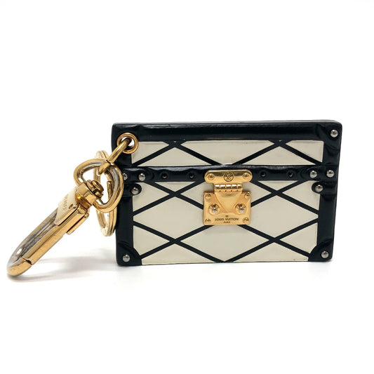LOUIS VUITTON M00004 Trunk Petite Malle Bag Keychain Charm Key Ring Metal Women's White White x Black x Gold
