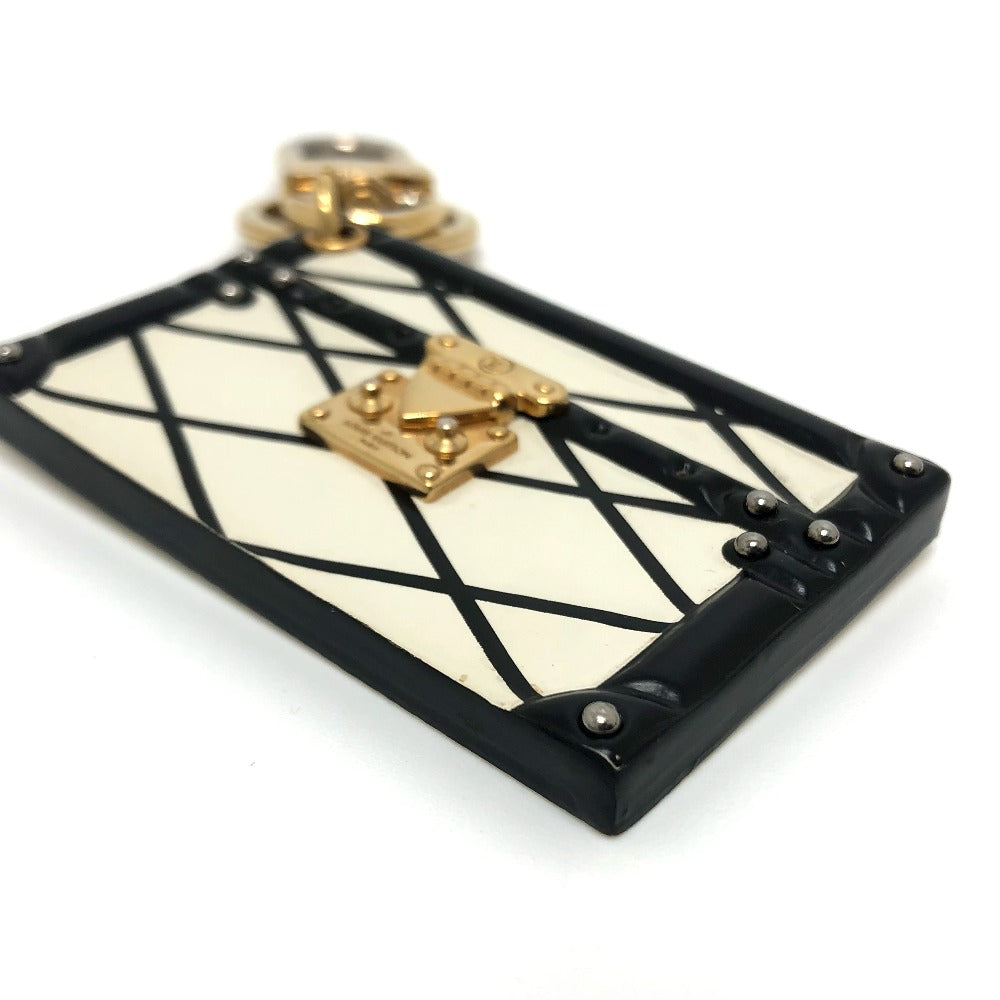 LOUIS VUITTON M00004 Trunk Petite Malle Bag Keychain Charm Key Ring Metal Women's White White x Black x Gold