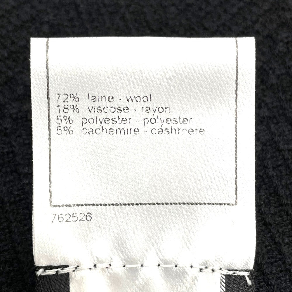 CHANEL P29091K00191 06A Glitter Knit Flare Skirt and Long Sleeve Knit Top and Bottom Set, Wool, Women's, Black