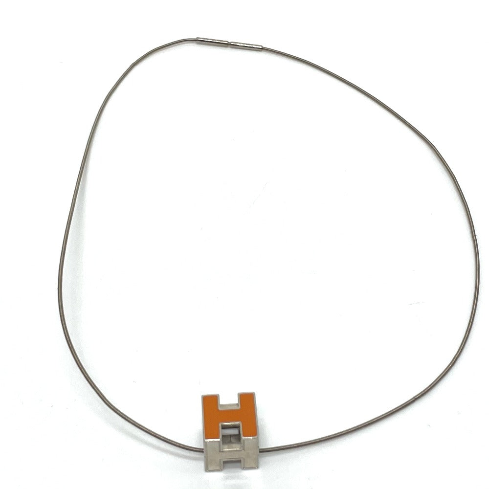 HERMES H Cube Carage d'Ache Necklace in Orange and Silver