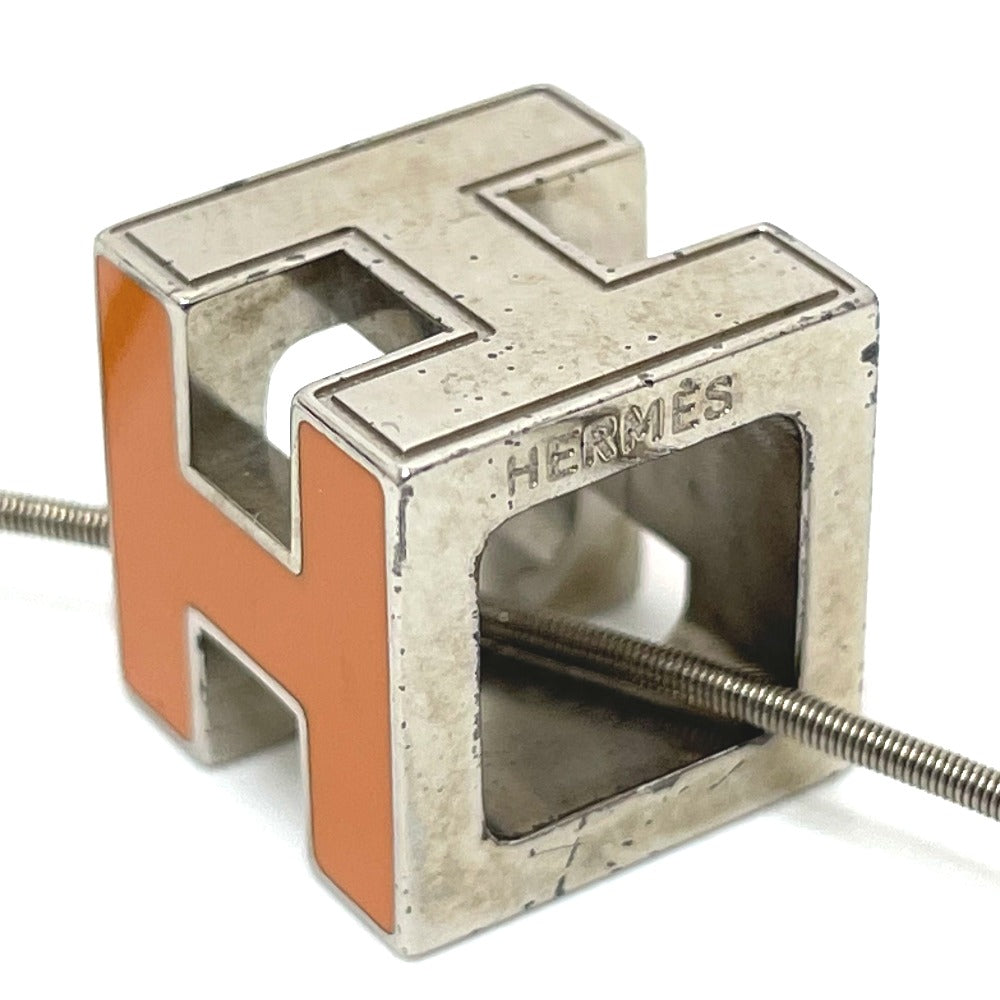 HERMES H Cube Carage d'Ache Necklace in Orange and Silver