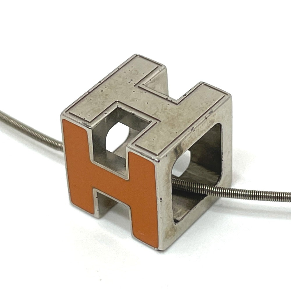 HERMES H Cube Carage d'Ache Necklace in Orange and Silver