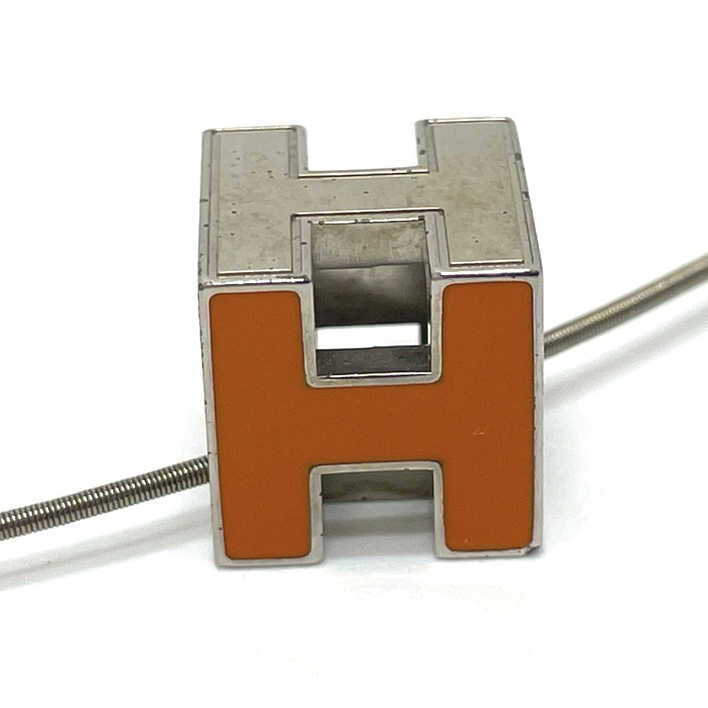 HERMES H Cube Carage d'Ache Necklace in Orange and Silver