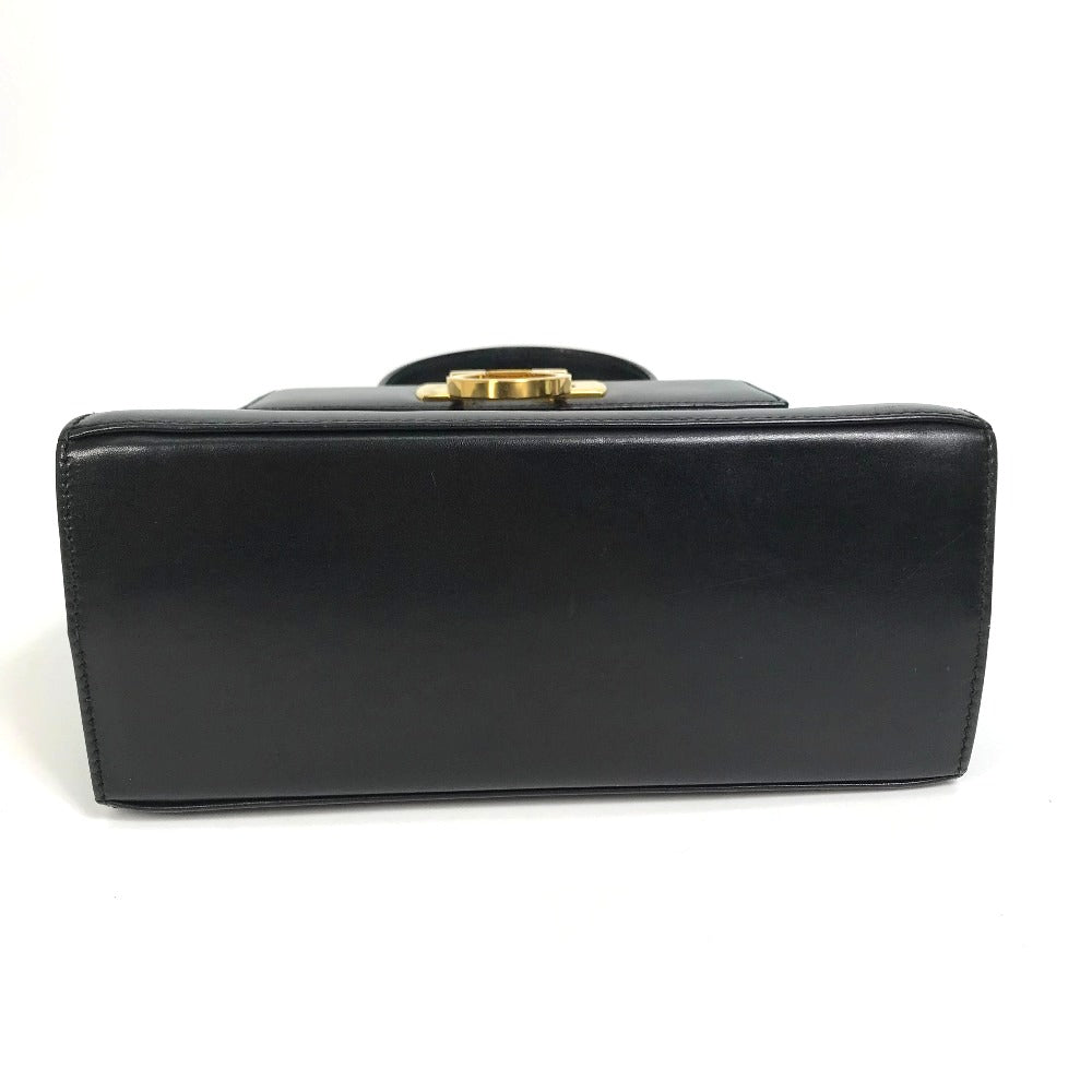 Salvatore Ferragamo Gancini Shoulder Bag, 2-Way Leather, Black, Women's