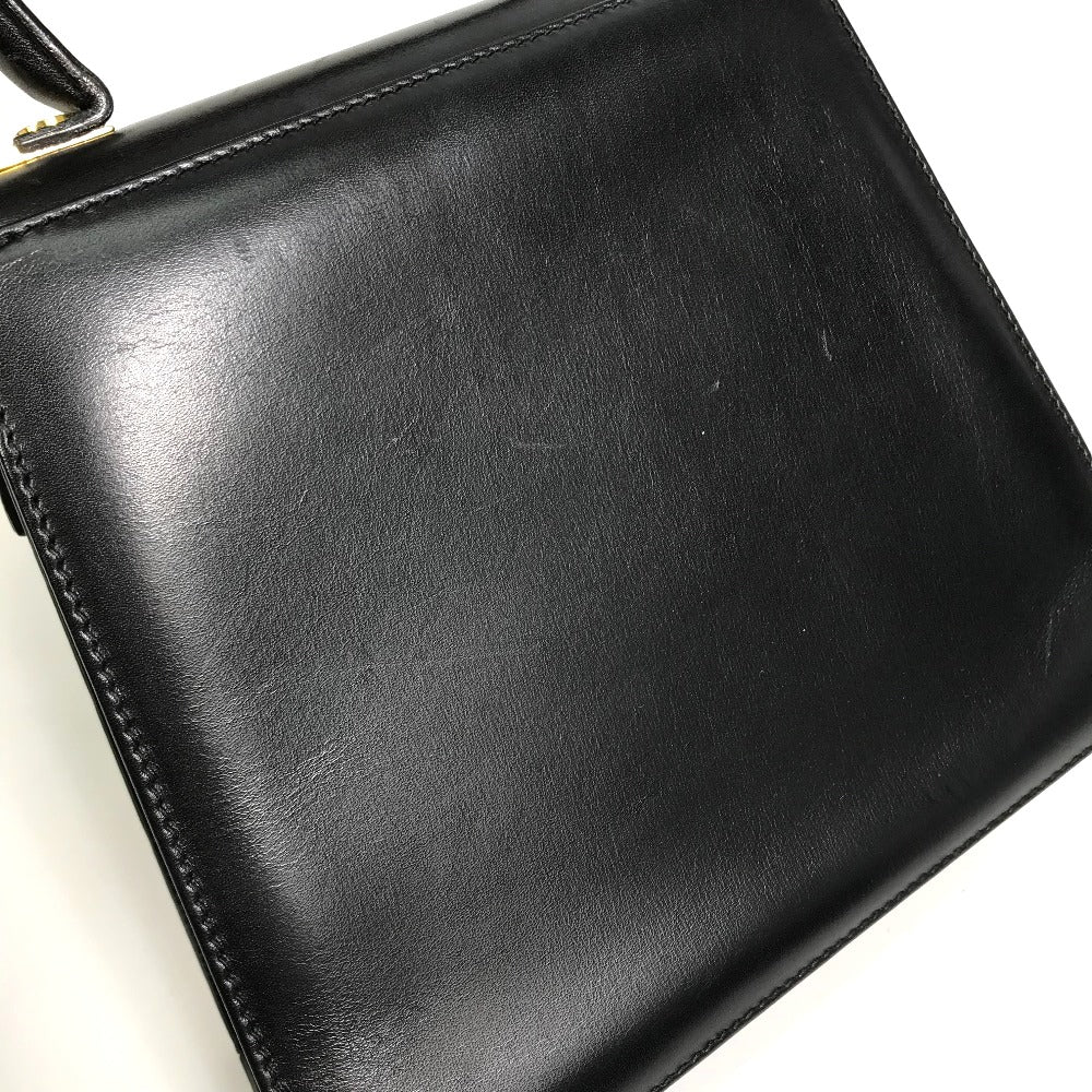 Salvatore Ferragamo Gancini Shoulder Bag, 2-Way Leather, Black, Women's