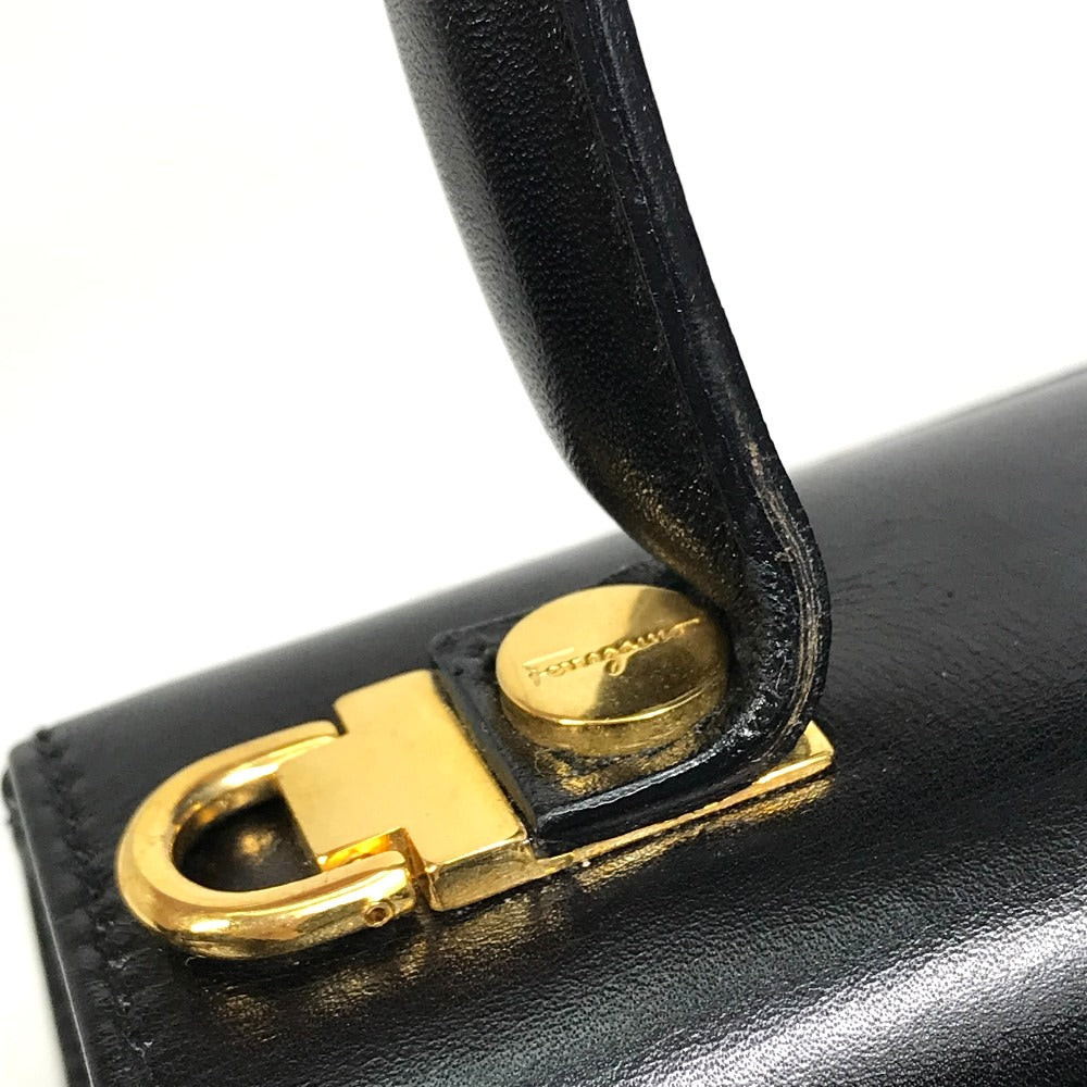 Salvatore Ferragamo Gancini Shoulder Bag, 2-Way Leather, Black, Women's