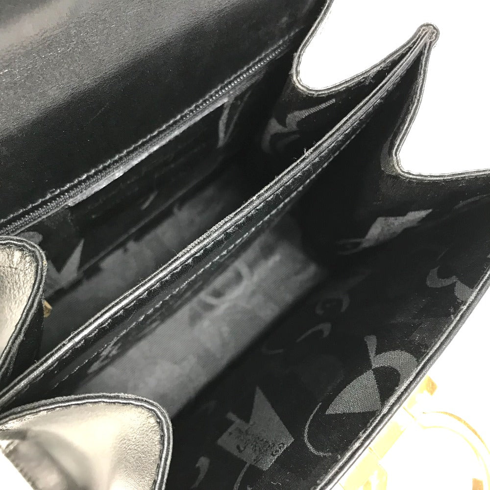 Salvatore Ferragamo Gancini Shoulder Bag, 2-Way Leather, Black, Women's