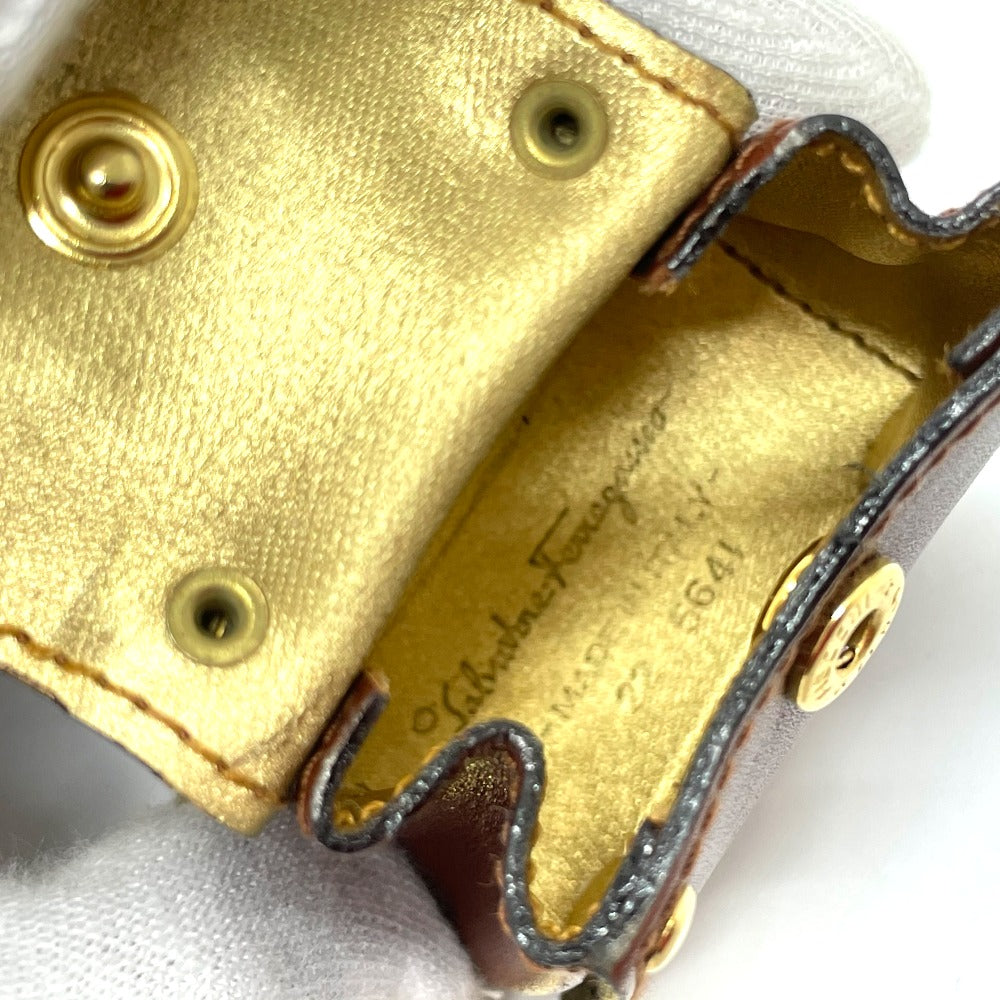 Salvatore Ferragamo Gancini Bag Charm, Leather, Brown with Gold Hardware, Women's