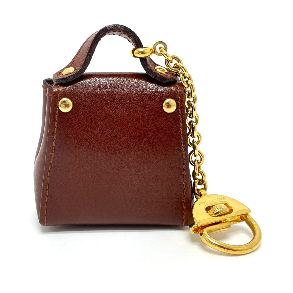Salvatore Ferragamo Gancini Bag Charm, Leather, Brown with Gold Hardware, Women's