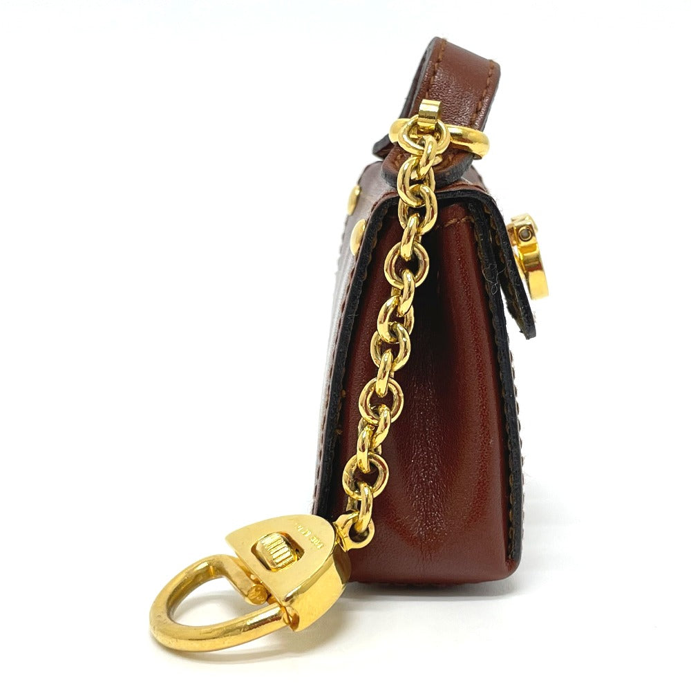 Salvatore Ferragamo Gancini Bag Charm, Leather, Brown with Gold Hardware, Women's