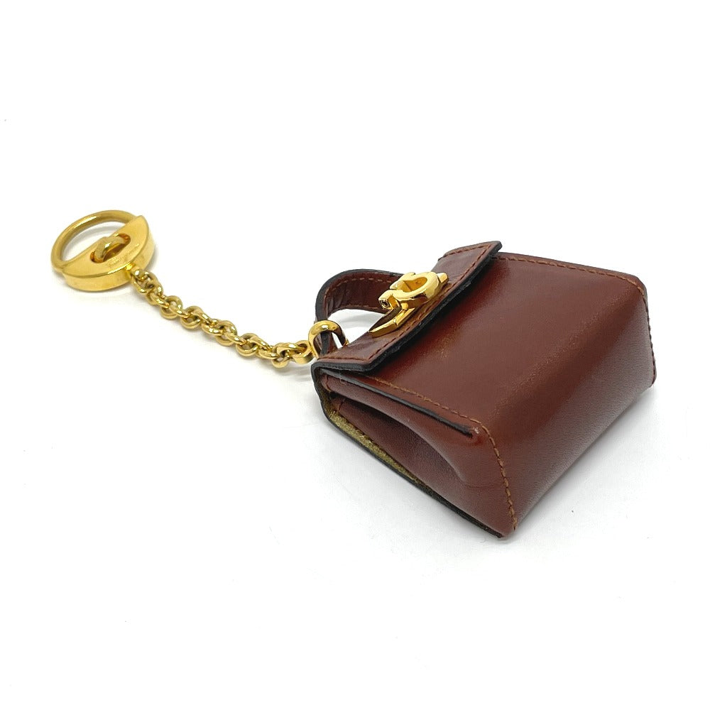 Salvatore Ferragamo Gancini Bag Charm, Leather, Brown with Gold Hardware, Women's