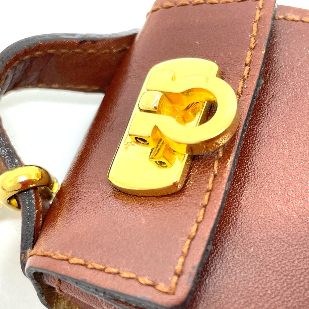 Salvatore Ferragamo Gancini Bag Charm, Leather, Brown with Gold Hardware, Women's