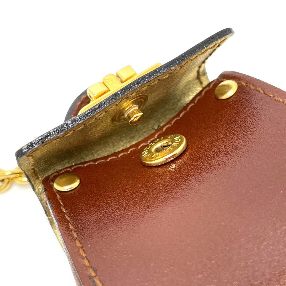 Salvatore Ferragamo Gancini Bag Charm, Leather, Brown with Gold Hardware, Women's