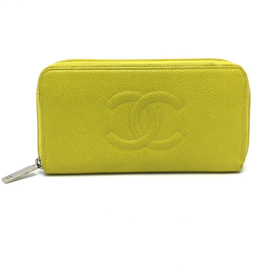 Chanel CC Coco Mark Round Sporter Long Billet (con monedero de monedas) Cabiaskin Damas