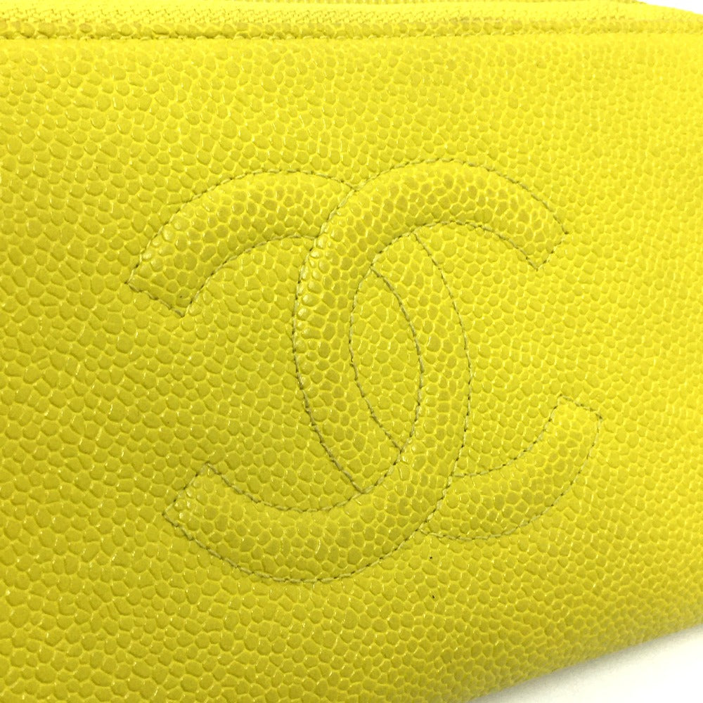 Chanel CC Coco Mark Round Fastener Long Wallet (dengan duit syiling) wanita cabiaskin