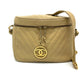 CHANEL CC Coco Charm V-Stitch Chevron Chain Shoulder Bag in Beige Caviar Leather