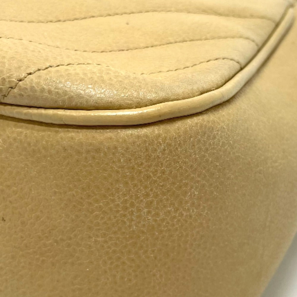 CHANEL CC Coco Charm V-Stitch Chevron Chain Shoulder Bag in Beige Caviar Leather