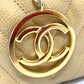 CHANEL CC Coco Charm V-Stitch Chevron Chain Shoulder Bag in Beige Caviar Leather