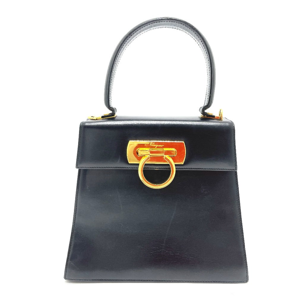 Salvatore Ferragamo O212193 ガンチーニ 2WAY ミニ カバン 斜め掛け ショルダーバッグ レザー レディース ブラック