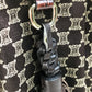 CELINE Logo Macadam Clasp Tote Bag with Tassel Shoulder Bag in Leather/Canvas, Brown with Gold Hardware