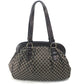 CELINE Logo Macadam Clasp Tote Bag with Tassel Shoulder Bag in Leather/Canvas, Brown with Gold Hardware