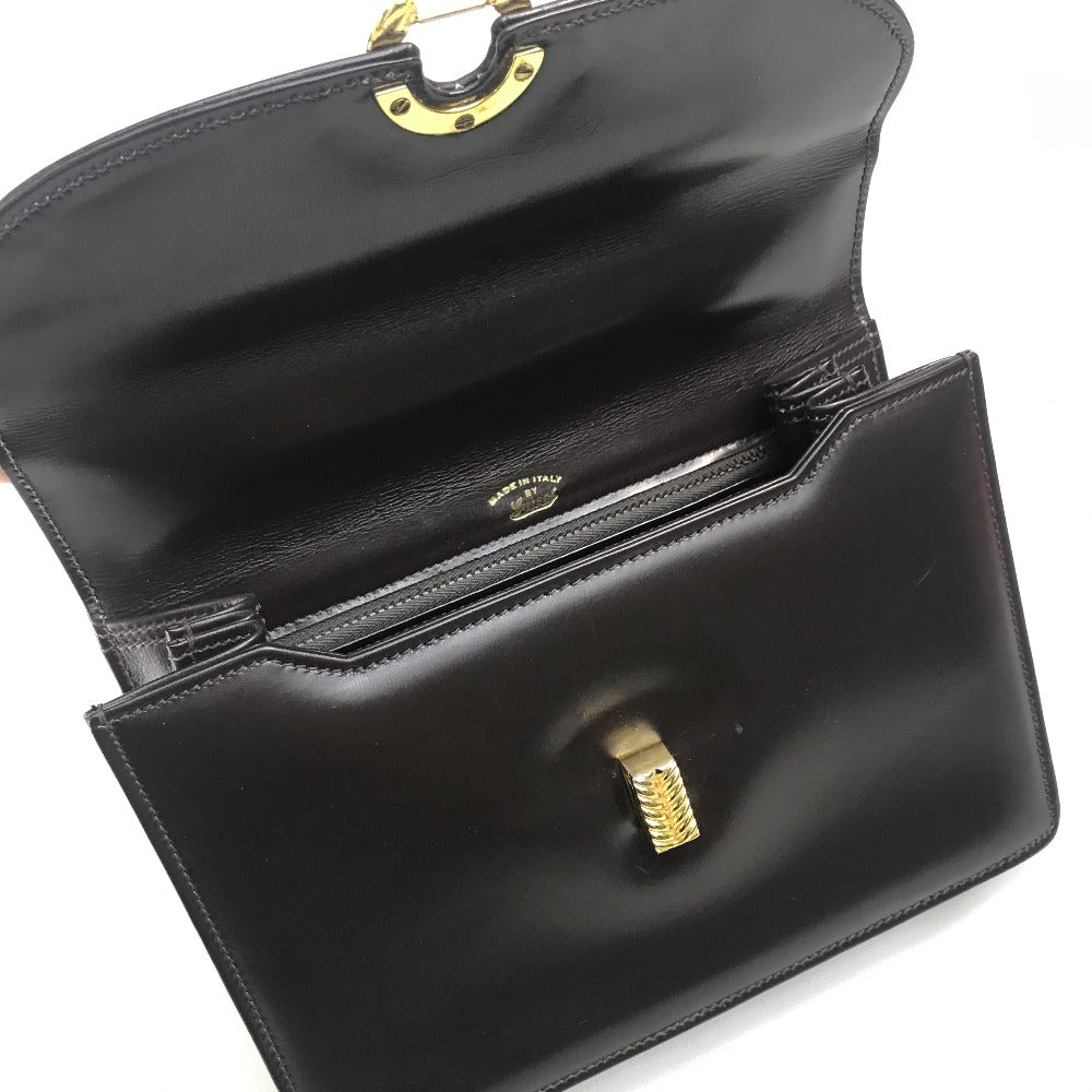 GUCCI Vintage Gucci Accordion Bag, One-Handle Leather Handbag, Women's, Brown with Gold Hardware