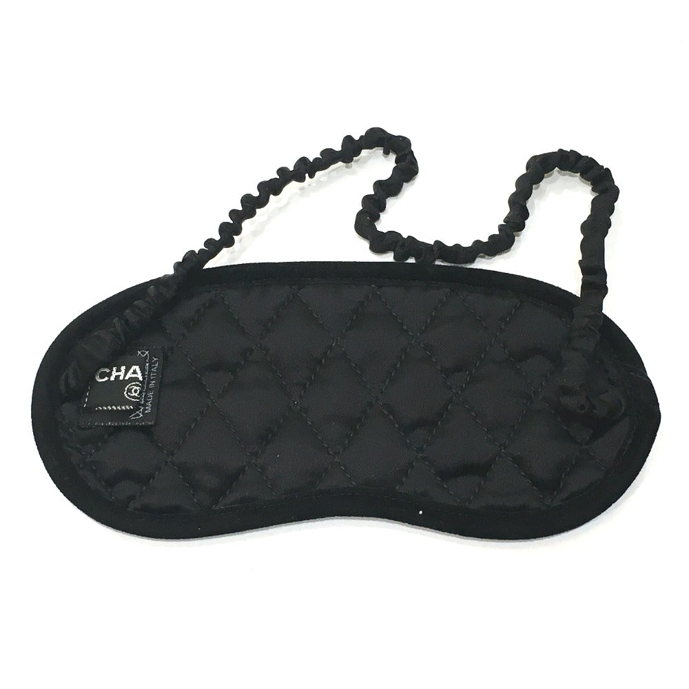 CHANEL CC Coco Mark Eye Mask &amp; Pouch Set, Silk, Unisex, Black