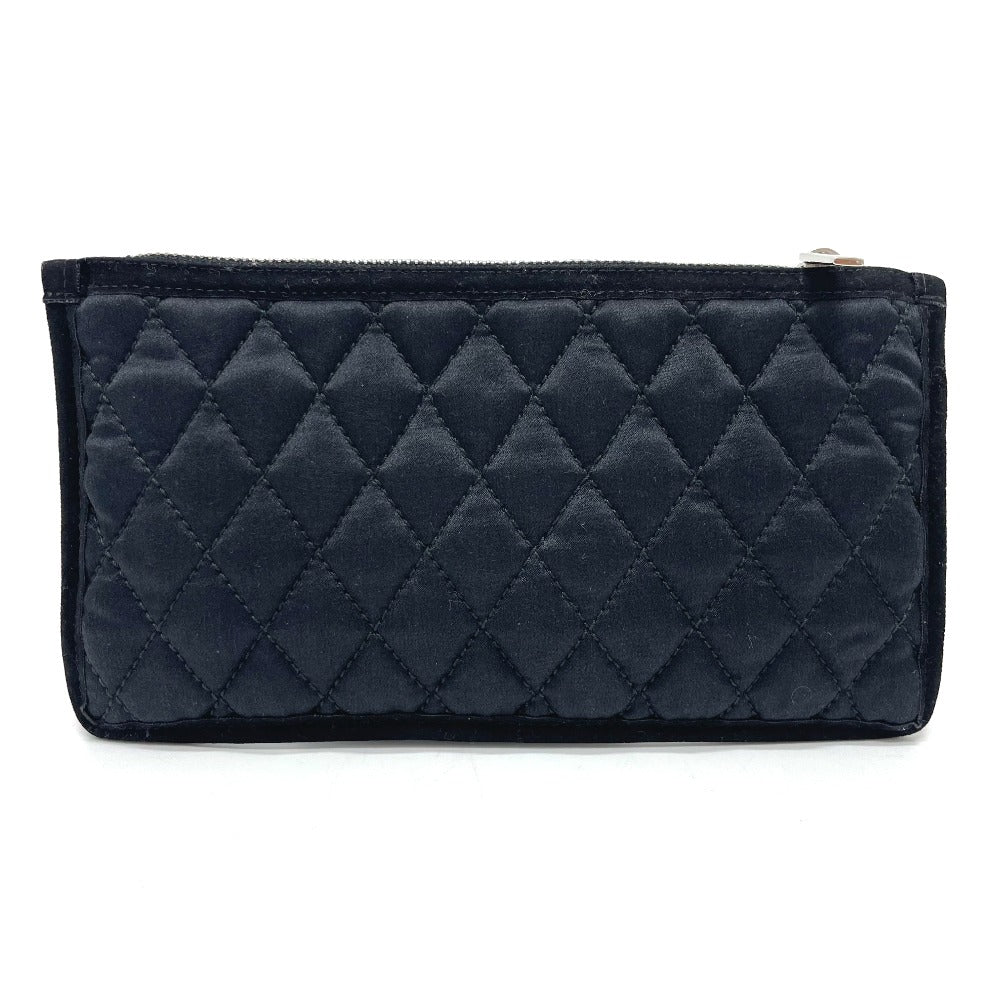 CHANEL CC Coco Mark Eye Mask &amp; Pouch Set, Silk, Unisex, Black