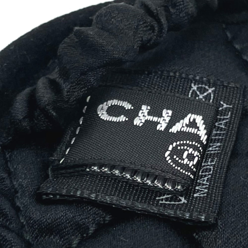 CHANEL CC Coco Mark Eye Mask &amp; Pouch Set, Silk, Unisex, Black