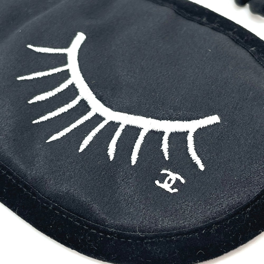 CHANEL CC Coco Mark Eye Mask &amp; Pouch Set, Silk, Unisex, Black