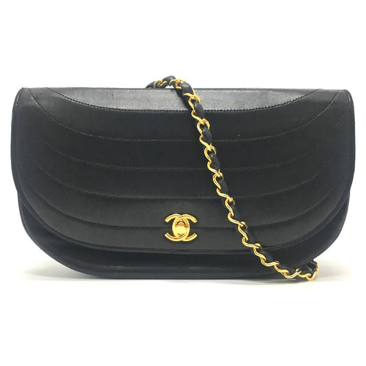 CHANEL CC Coco Mark Pochette Bag Chain Shoulder Bag Lambskin Women's Black
