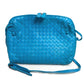 BOTTEGA VENETA 245354 Intrecciato Nodini Shoulder Bag Pochette in Lamb Leather, Blue, for Women