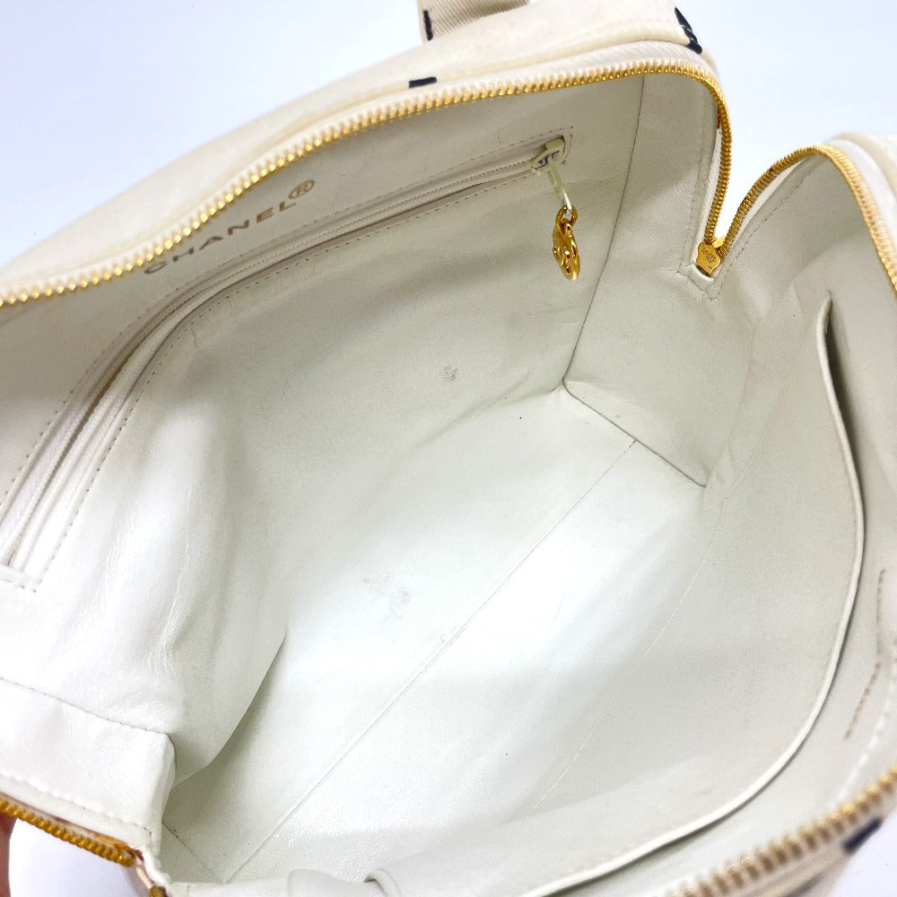 CHANEL CC Coco Mark Matelasse Logo Tote Bag, Cotton Canvas, Women's, Ivory and Black