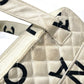 CHANEL CC Coco Mark Matelasse Logo Tote Bag, Cotton Canvas, Women's, Ivory and Black